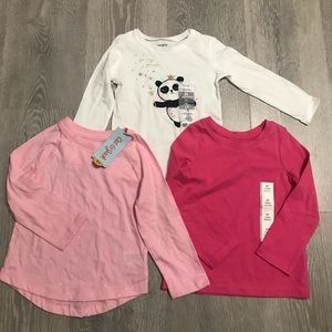 Lot of 3 NWT Toddler Girls Long Sleeve Shirts